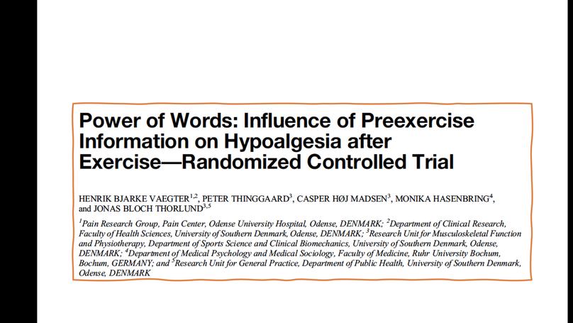 The power of words: Influence of Preexercise Information on Hypoalgesia after Exercise - Randomized Controlled Trial